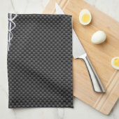 銀カドゥセウス医療シンボル炭素繊維スタイル キッチンタオル (四つ折り)