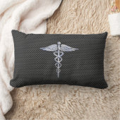 銀カドゥセウス医療シンボル炭素繊維スタイル ランバークッション (ブランケット)