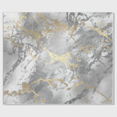 銀ガラス金ゴールド大理石光沢のあるメタリックストローク ラッピングペーパー (フラット)