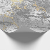 銀ガラス金ゴールド大理石光沢のあるメタリックストローク ラッピングペーパー (角)