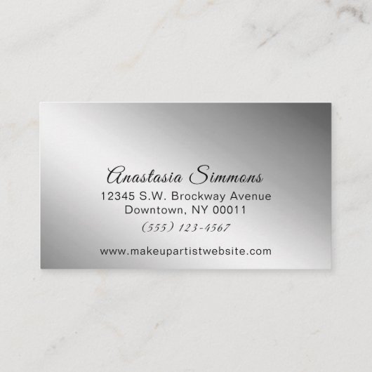 銀ガーリーきらめく箔グリッター 名刺 (裏面)