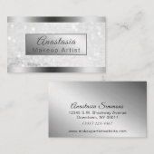 銀ガーリーきらめく箔グリッター 名刺 (正面/裏面)