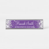 銀ガーリーグリッターパ王室のープル デスクネームプレート (正面)