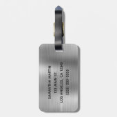 銀ガーリーグリッター及び光沢ホイル ラゲッジタグ (裏面縦)