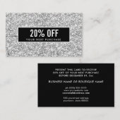 銀ガーリースタイリッシュグリッターブラッククーポンカード 名刺 (正面/裏面)