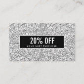 銀ガーリースタイリッシュグリッターブラッククーポンカード 名刺 (正面)