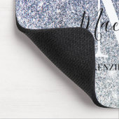 銀ガーリーパープルグラデーショングリッターモノグラム名 マウスパッド (コーナー)