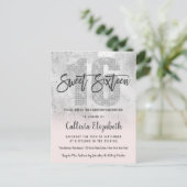 銀ガーリーピグランジンクグリッターフォイルスウィート16 インビテーションポストカード (スタンド正面)