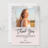 銀ガーリーピグランジンクグリッターフォイル感謝してい写真 サンキューカード (正面)