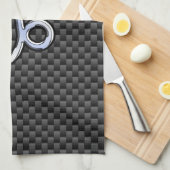 銀クロム様山羊座シンボル炭素繊維 キッチンタオル (四つ折り)