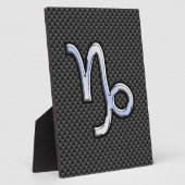 銀クロム様山羊座シンボル炭素繊維 フォトプラーク (側面)