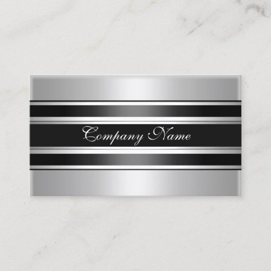 銀クロームエレガントメタルブラック 名刺 (正面)