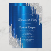 銀クールグリッタードリップブルーメタリック 招待状 (正面/裏面)