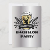 銀クールビール麦樽バチュラーパーティカード 招待状 (裏面)