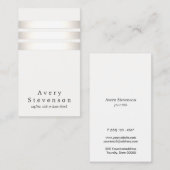 銀クールフェイク箔と白ストライプのモダン 名刺 (正面/裏面)