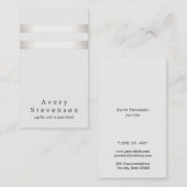 銀クールフェイク箔と白ストライプの2 モダン 名刺 (正面/裏面)