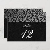 銀グラデーションと黒の渦巻き縁ど結婚型 ポストカード (正面/裏面)