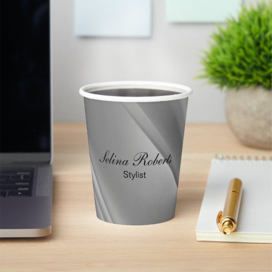 銀グラデーションの対角線 紙コップ (インサイチュ)