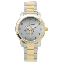 銀グラデーションの馬蹄形 腕時計