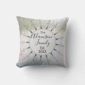 銀グラデーション曼羅パーソナライズされた家名 クッション (正面)