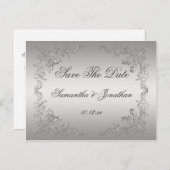 銀グラデーション銀華美の渦巻きが日付を保存 案内ポストカード (正面/裏面)