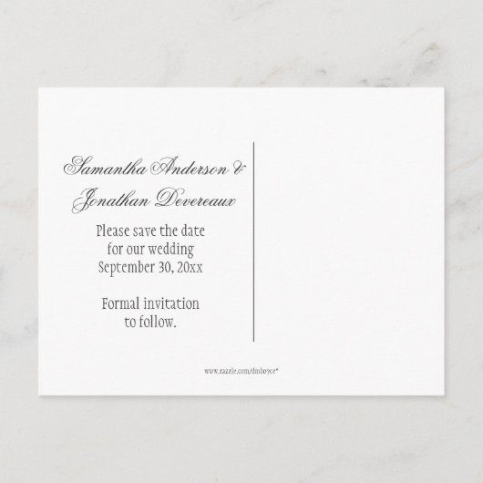 銀グラデーション銀華美の渦巻きが日付を保存 案内ポストカード (裏面)