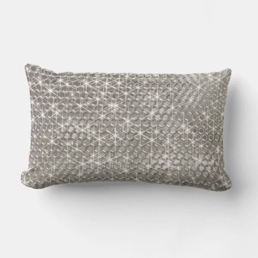 銀グラムきらきら光るメタル幾何学輝モダンき ランバークッション (正面)