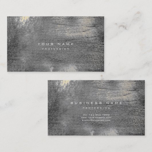 銀グランジーモノクロムセメント壁グレー金ゴールドセピ 名刺 (正面/裏面)