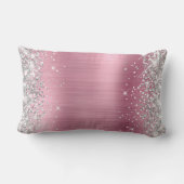 銀グリッターかわいらしピンクフォイルモノグラム ランバークッション (裏面)