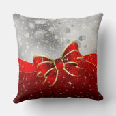 銀グリッターと赤クリスマススススススパークルスボウ クッション (裏面)