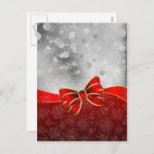 銀グリッターと赤クリスマススススススパークルスボウ シーズンポストカード (正面/裏面)