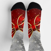 銀グリッターと赤クリスマススススススパークルスボウ ソックス (上部)