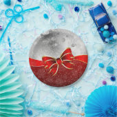 銀グリッターと赤クリスマススススススパークルスボウ ペーパープレート (パーティー)