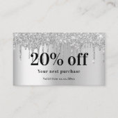 銀グリッターはqrコードエレガント事業を乾燥させる 割引カード (正面)