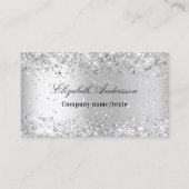 銀グリッターほこりエレガントQRコード 名刺 (正面)