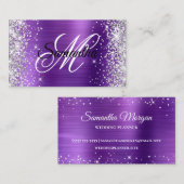 銀グリッターアメジストパープルフォイルモノグラファンシーム 名刺 (正面/裏面)