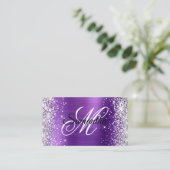銀グリッターアメジストパープルフォイルモノグラファンシーム 名刺 (スタンド正面)
