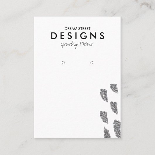 銀グリッターイヤリング表示カード 名刺 (正面)