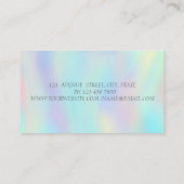 銀グリッターエレガントヘッドフォンホログラフィック 名刺 (裏面)