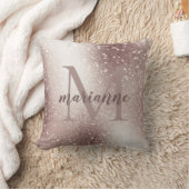 銀グリッターエレガントモノグラム名前をカスタムする クッション (ブランケット)