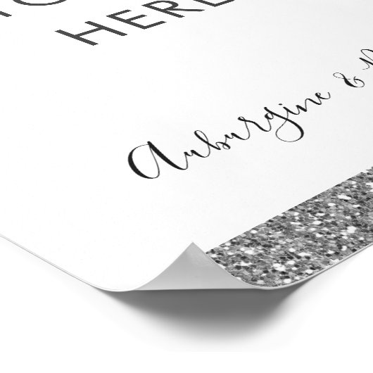 銀グリッターカスタム文字引用文シンボルや象徴 ポスター (角)