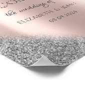 銀グリッターグラデーションバラ結婚金ゴールド ポスター (角)