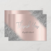 銀グリッターグラデーションバラ金ゴールドサンキューカード サンキューカード (正面/裏面)