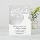 銀グリッターグラデーション箔ドレスブライダルシャワー 招待状 (スタンド正面)