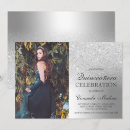 銀グリッターグラデーション金属写真キンチェニェラ 招待状