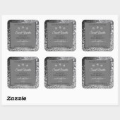 銀グリッターグラムグレー製品包装ラベル スクエアシール (シート)