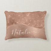 銀グリッターグラムメタリきらきら光るックパーソナライズされたル アクセントクッション (正面)