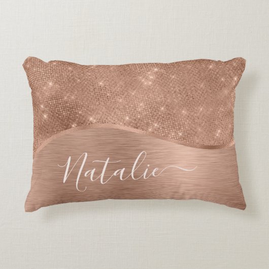 銀グリッターグラムメタリきらきら光るックパーソナライズされたル アクセントクッション (正面)
