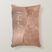 銀グリッターグラムメタリきらきら光るックパーソナライズされたル アクセントクッション (正面(垂直))