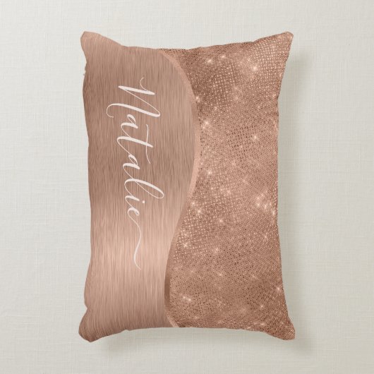 銀グリッターグラムメタリきらきら光るックパーソナライズされたル アクセントクッション (正面(垂直))